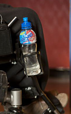 Bottle holder on wheelchair